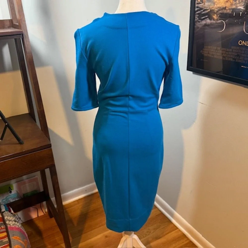 Diane von Furstenberg DVF Blue Zip Dress Size 6 Convertible Front Zip Minimilist